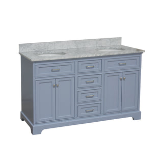 aria 60 inch double powder blue bathroom vanity carrara marble countertop