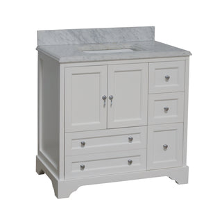 madison 36 inch white bathroom vanity carrara marble countertop