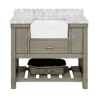 Charlotte 42-inch Farmhouse Vanity with Carrara Marble Top