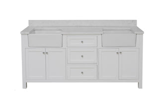 Yorkshire 72-inch Farmhouse Double Vanity with Engineered Marble Top