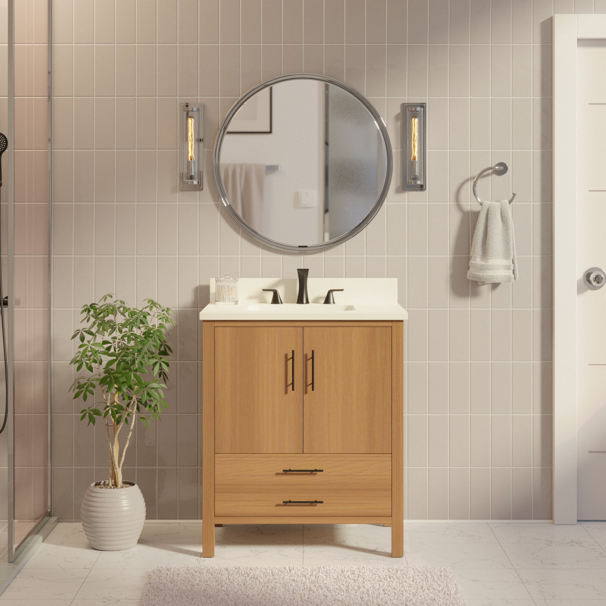 california 30" modern bathroom vanity with carrara marble top
