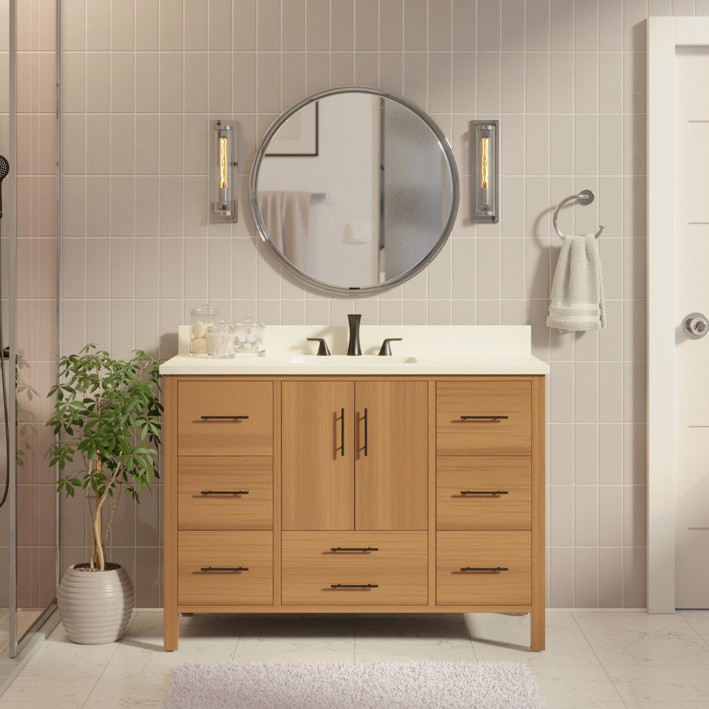 California 48 Modern Bathroom Vanity with Carrara Marble Top –  KitchenBathCollection