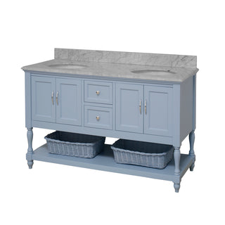 Beverly 60-inch Double Vanity with Carrara Marble Top