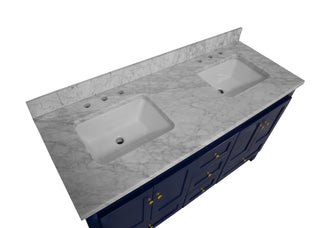 Abbey 60-inch Double Vanity with Carrara Marble Top