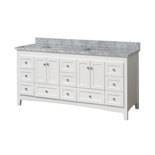 Abbey 72-inch Double Vanity with Carrara Marble Top