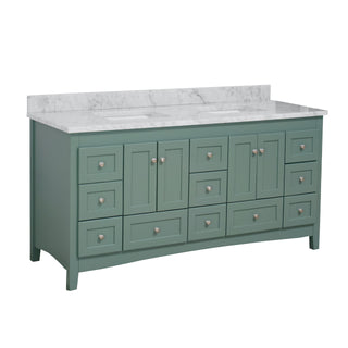 Abbey 72-inch Double Sink Vanity Sage Green Cabinet Carrara Marble Top - Side