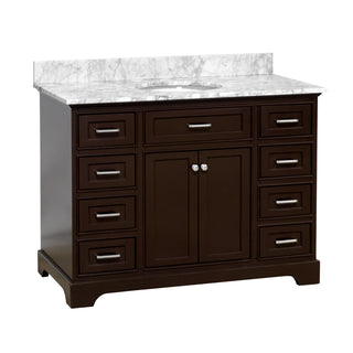 aria 48 inch chocolate bathroom vanity carrara marble countertop