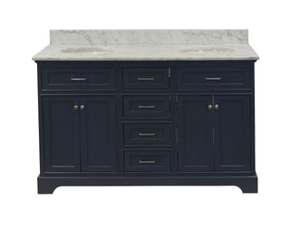 Aria 60-inch Double Vanity with Carrara Marble Top