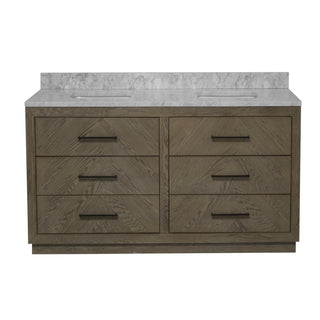 Avery 72-inch Double Vanity with Carrara Marble Top