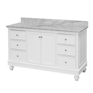 Bella 60-inch Single Bathroom Vanity White Cabinet Carrara Marble