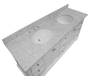 Bella 72-inch Double Sink White Bathroom Vanity Carrara Marble Top - Countertop