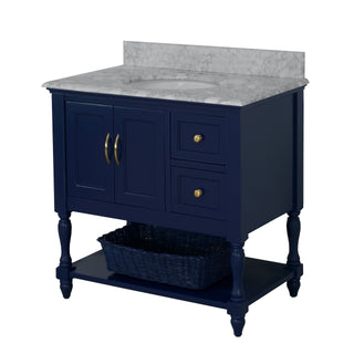 Beverly 36-inch Vanity with Carrara Marble Top