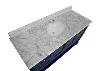 Beverly 60-inch Single Royal Blue Vanity Carrara Marble Countertop