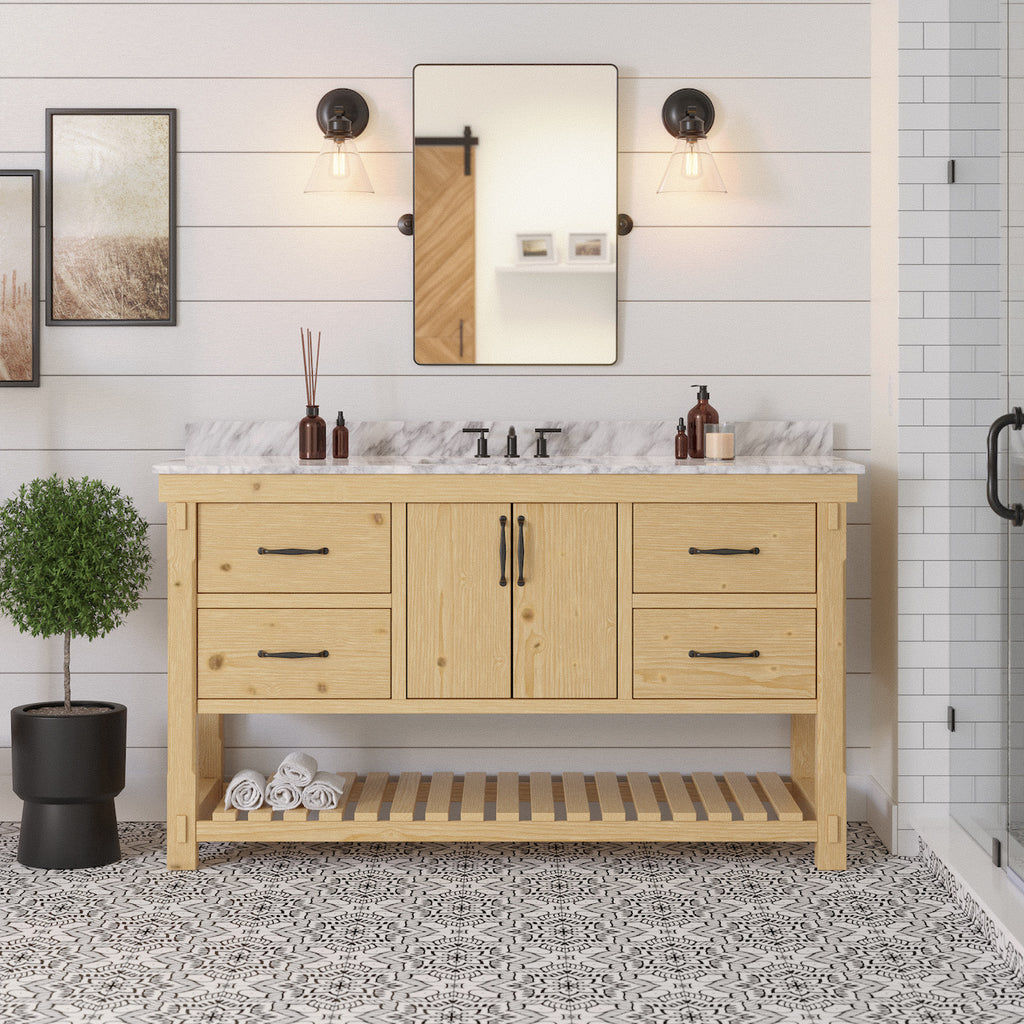 Birmingham 60" Rustic Single Sink Bathroom Vanity in Driftwood