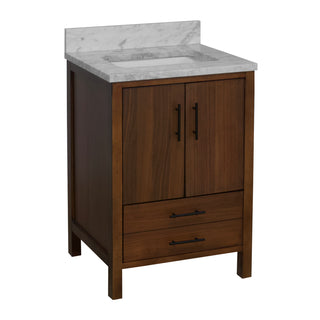 california 24 inch walnut veneer bathroom vanity carrara marble countertop