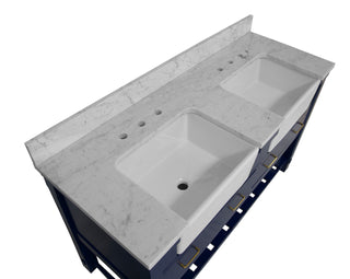 Charlotte 60-inch Double Farmhouse Vanity with Carrara Marble Top