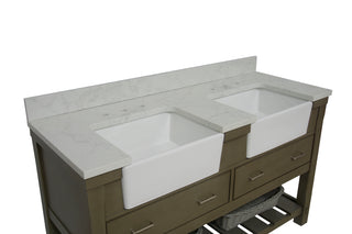 Charlotte 60-inch Double Farmhouse Vanity with Engineered Carrara Top