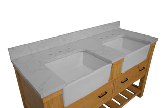 Charlotte 60-inch Double Farmhouse Vanity with Engineered Carrara Top