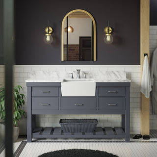 Charlotte 60-inch Single Farmhouse Vanity with Carrara Marble Top