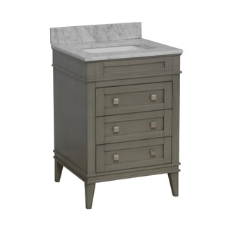 eleanor 24 inch weathered gray bathroom vanity carrara marble countertop