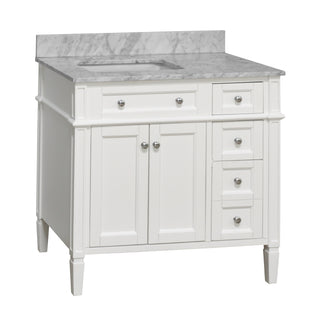 hailey 36 inch white bathroom vanity carrara marble top