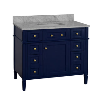 hailey 42 inch royal blue bathroom vanity carrara marble countertop