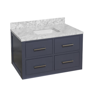 hellsinki 42 inch marine gray bathroom vanity carrara marble countertop