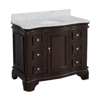 katherine 42 inch chocolate bathroom vanity carrara marble countertop