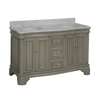 katherine 60 inch weathered gray double bathroom vanity carrara marble countertop