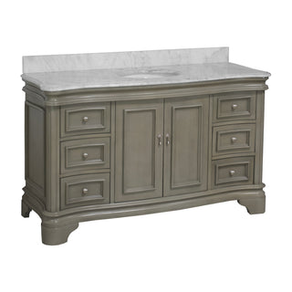 katherine 60 inch weathered gray single bathroom vanity carrara marble countertop