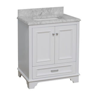 nantucket 30 inch white bathroom vanity carrara marble countertop