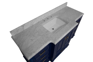 Nantucket 60 Single Bathroom Vanity Traditional Blue Cabinet with Carrara Marble - Countertop