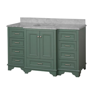 Nantucket 60 Single Bathroom Vanity Traditional Green Cabinet with Carrara Marble - Side