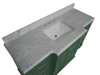 Nantucket 60 Single Bathroom Vanity Traditional Green Cabinet with Carrara Marble - Countertop