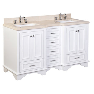 Nantucket 60-inch Double Vanity with Crema Marfil Top