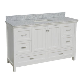 paige 60 inch single white bathroom vanity carrara marble countertop
