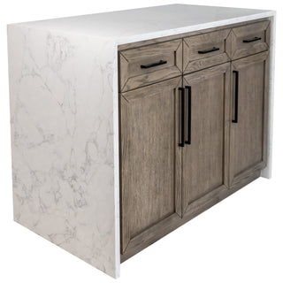 palisade 48 inch gray oak kitchen island engineered marble waterfall countertop