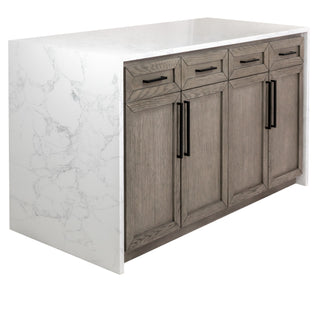 palisade 60 inch gray oak kitchen island engineered marble waterfall countertop
