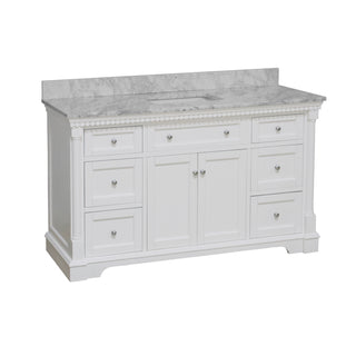 sydney 60 inch single white bathroom vanity carrara marble countertop