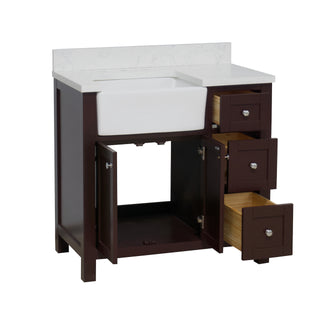 Yorkshire 36-inch Farmhouse Vanity with Engineered Marble Top
