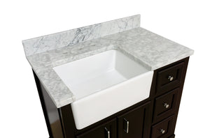 Zelda 36-inch Farmhouse Vanity with Carrara Marble Top