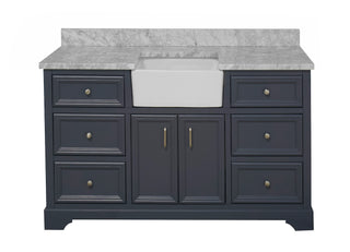 Zelda 60 Single Farmhouse Bathroom Vanity Gray Cabinet Marble Top - Front