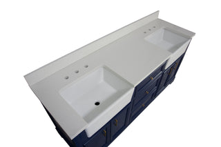Zelda 72-inch Double Farmhouse Vanity Blue Cabinet Quartz Top - Countertop