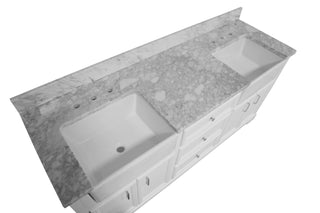 Zelda 72-inch Double Farmhouse Vanity White Cabinet Marble Top - Countertop