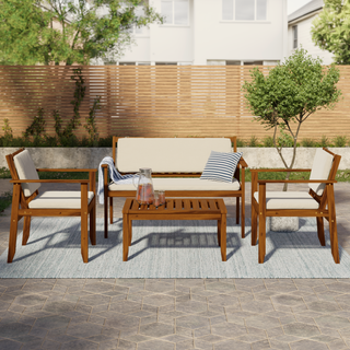 Sunnyside 4-Piece Outdoor Patio Furniture Set in Solid Acacia Wood