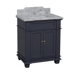 elizabeth 30 inch marine gray bathroom vanity carrara marble countertop