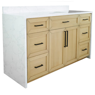 palisade 60 inch single blonde bathroom vanity engineered marble countertop