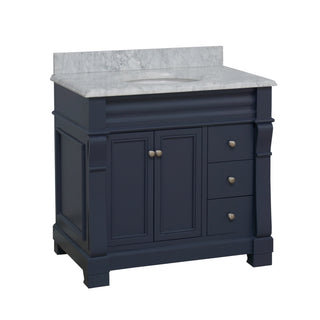 westminster 36 inch marine gray bathroom vanity carrara marble countertop