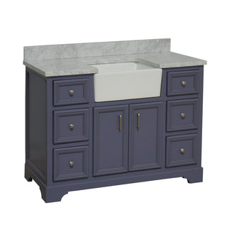 zelda 48 inch powder gray bathroom vanity carrara marble countertop