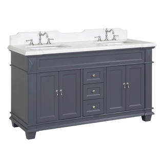 Elizabeth 60" Charcoal Gray Double Bathroom Vanity with Quartz Top